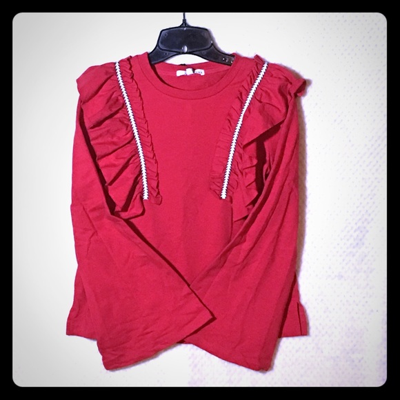 Anthropologie | Tops | New Moelleux Ruffle Front Bell Sleeve Shirt ...